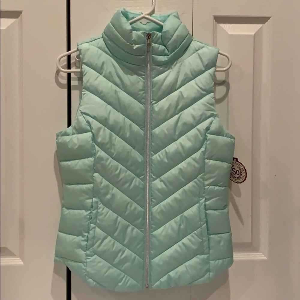 NWT SO Juniors Puffer Vest in Mint Green Size:S
